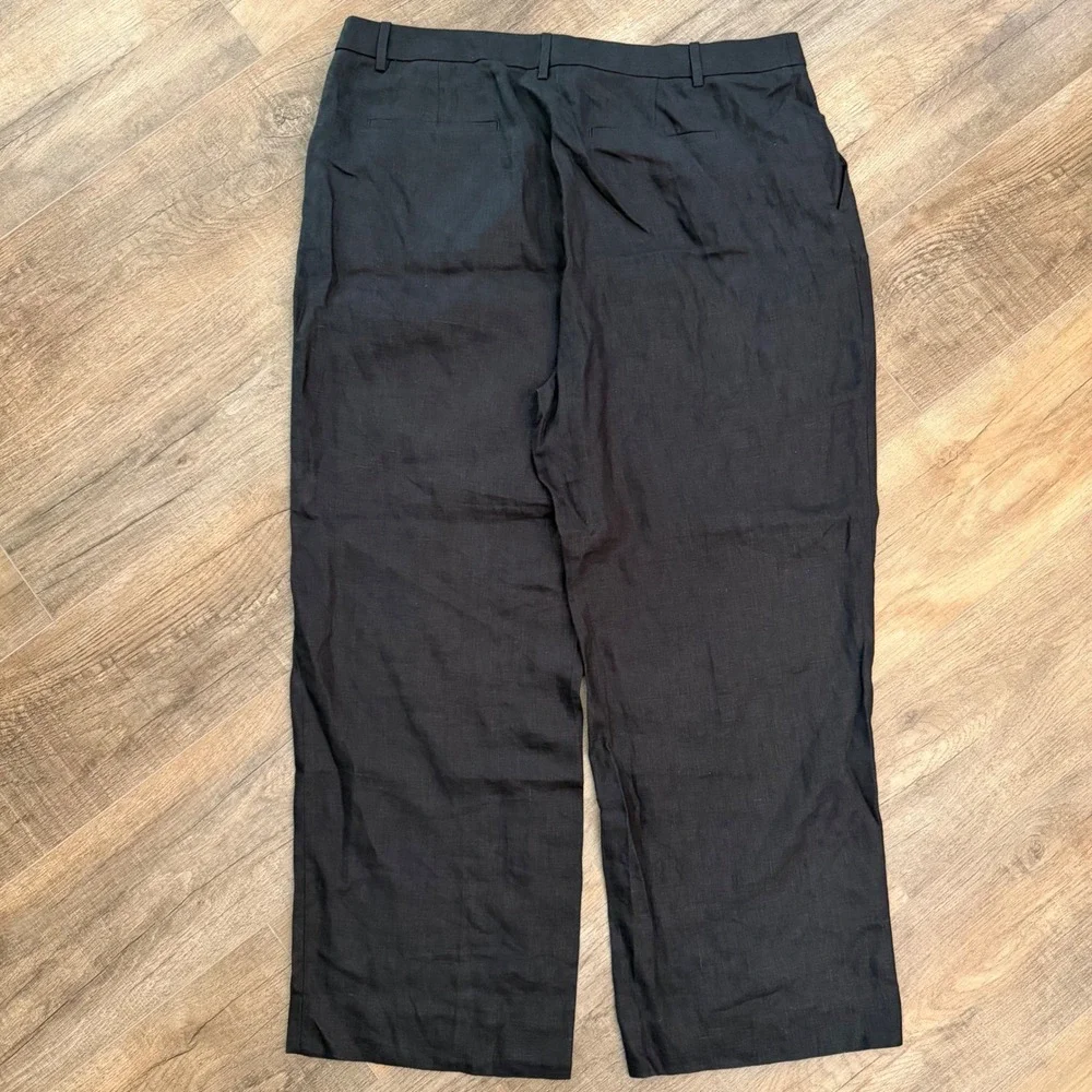 Banana Republic Womens 18 100% Linen Wide Leg Pleated Trousers Pants Minimalist